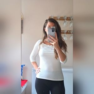 Charlotte Russe white boatneck top sz S